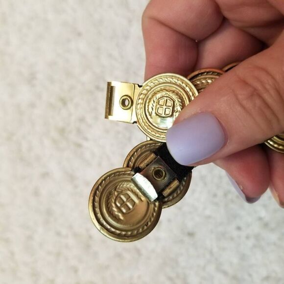 Vintage Gold Button Crest Stretch Belt - Picture 3 of 7